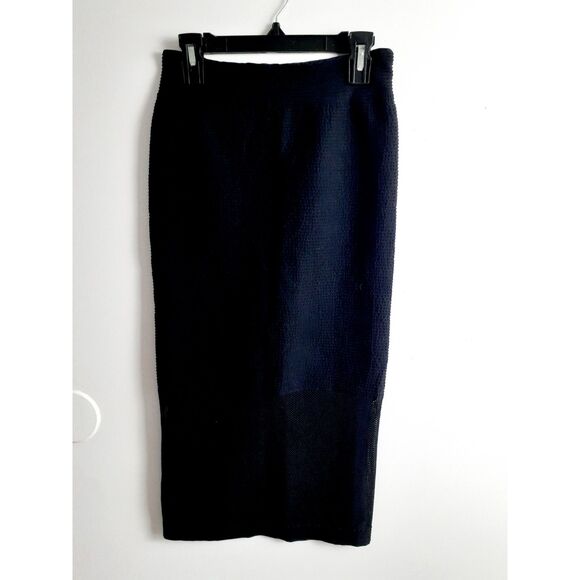 BCBGeneration Bondage Ribbed Wide Mesh Hem Stretch Pencil Midi Skirt M/L NWT $58 - Picture 2 of 10
